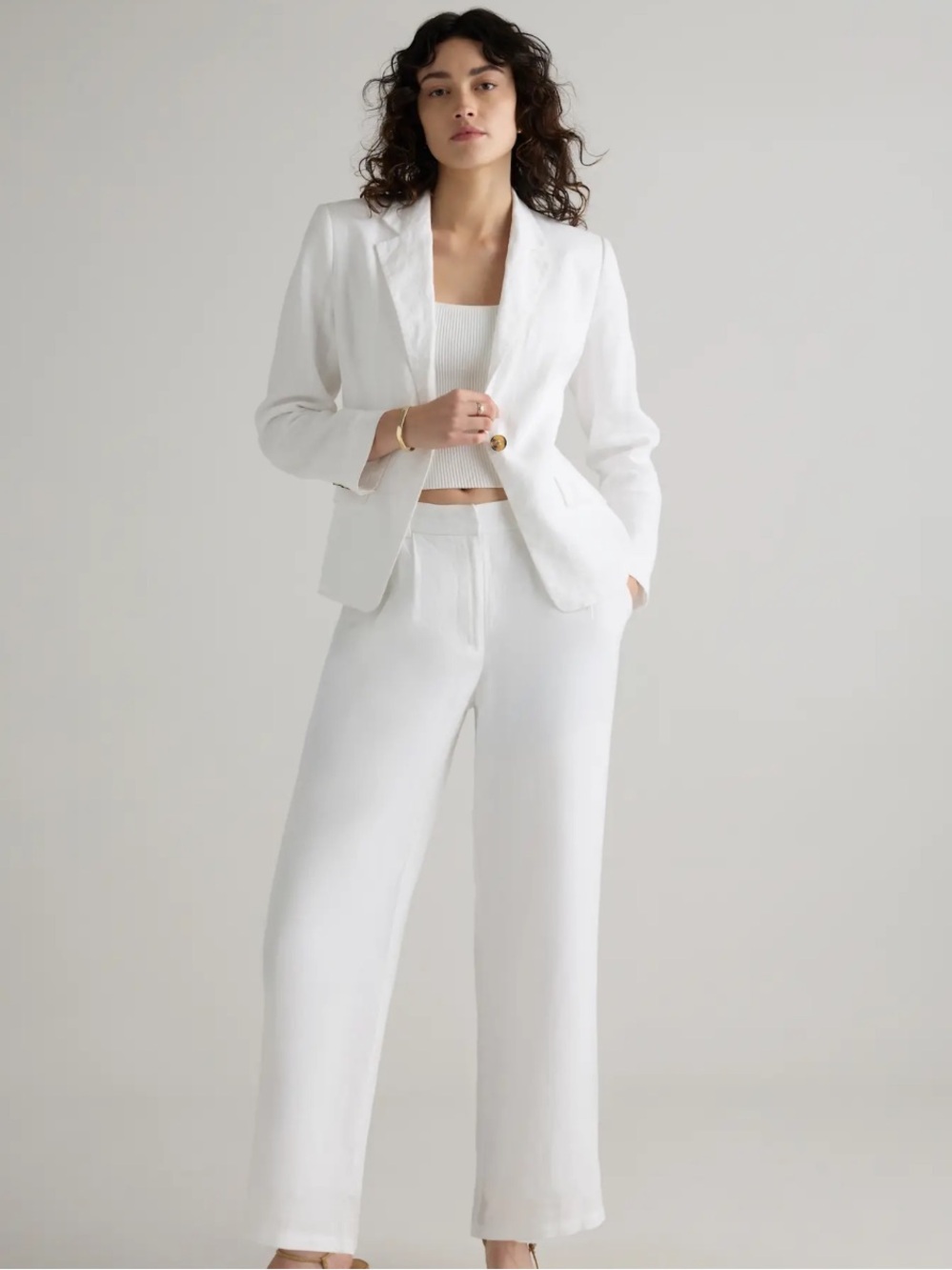 QUINCE 100% European Linen Suit Set Blazer Pants Size M-S